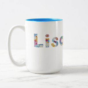 Your name in artsy floral letters / Lisa Two-Tone Coffee Mug