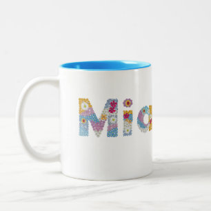 Your name in artsy floral letters / Mia Two-Tone Coffee Mug