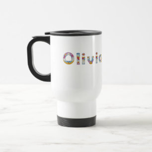 Your name in artsy floral letters / Olivia Travel Mug