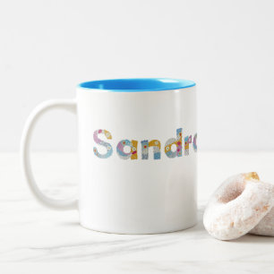 Your name in artsy floral letters / Sandra Two-Tone Coffee Mug