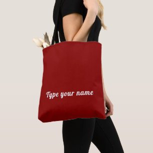 Your Name in White Font on Plain Red Tote Bag