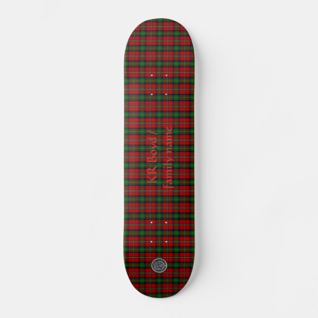 Your name / initials on Boyd Clan Family Tartan Skateboard (Front)