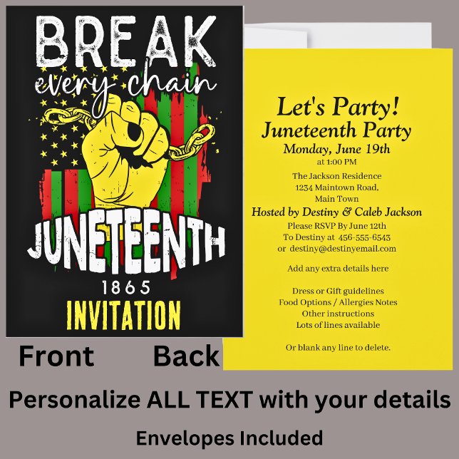 Your Name Juneteenth Break Chain Celebration Party Invitation (Creator Uploaded)