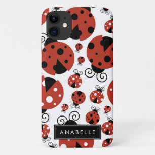 Your Name - Ladybugs, Ladybirds - Red Black Case-Mate iPhone Case