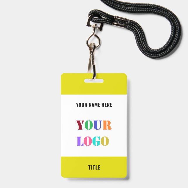 Your Name Logo Info Branded Business Badge Example ID Badge (Back with Lanyard)