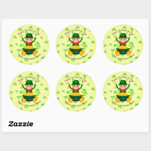 Your Name Message St Patricks Day Leprechaun Gold Classic Round Sticker