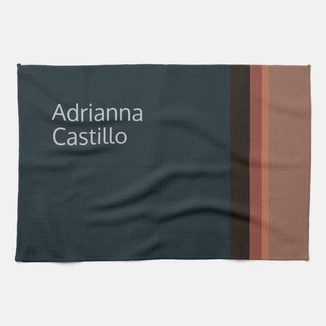 Your Name Minimalist Modern Plain Tea Towel (Horizontal)