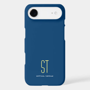 Your name modern plain simple blue yellow monogram