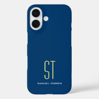 Your name modern plain simple blue yellow monogram