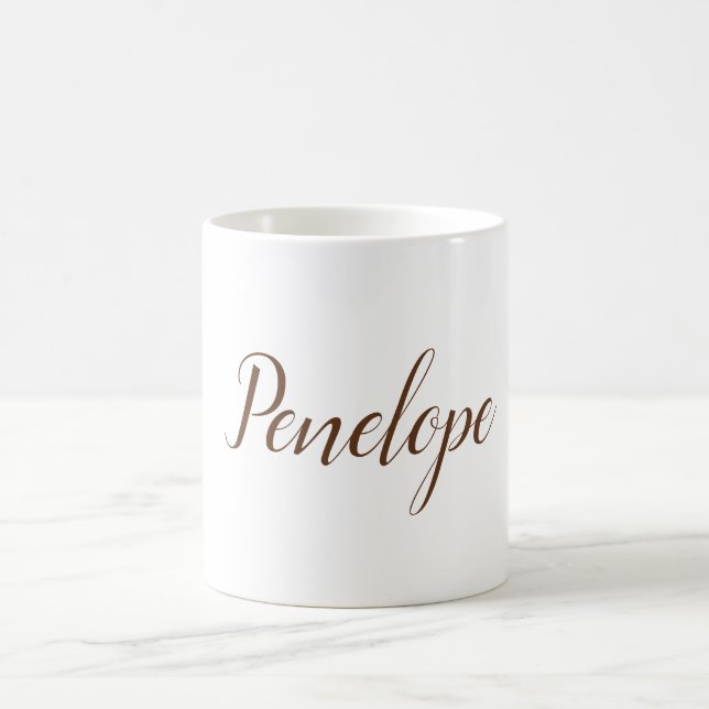 Your Name Modern Simple Plain Brown White Coffee Mug (Center)