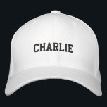 Your Name | Modern Stylish Classic Athletic Black Embroidered Hat<br><div class="desc">A custom name design in a contemporary college block typography in a modern minimalist bold style with simple black embroidery. This design is easy to personalise to create a perfect one of a kind gift for a loved one!</div>
