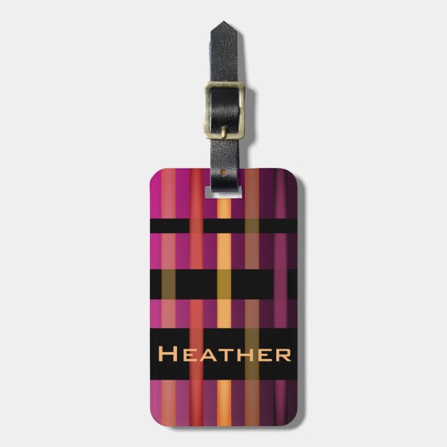 Your Name & Modern Weaving Stripes Luggage Tag (Front Vertical)