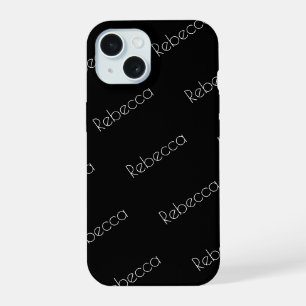Your Name   Modern White Typeface on Black iPhone 15 Case