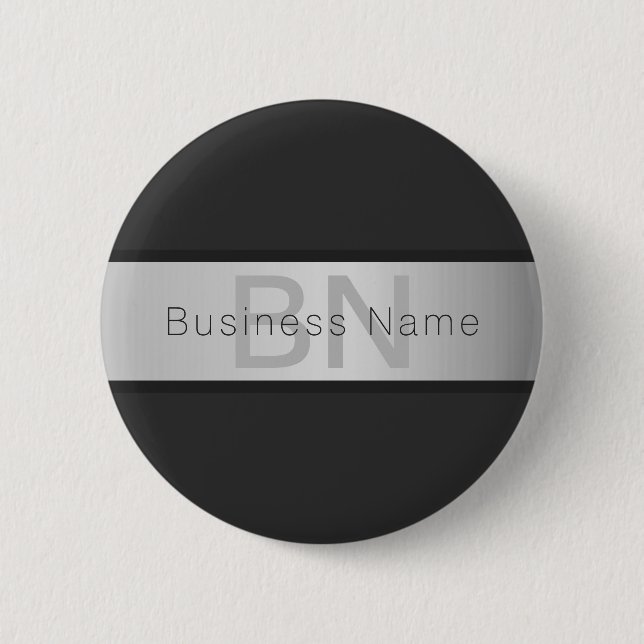 Your Name & Monogram | Greys & Faux Silver Look 6 Cm Round Badge (Front)