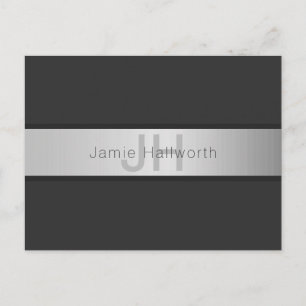 Your Name & Monogram   Greys & Faux Silver Look Postcard