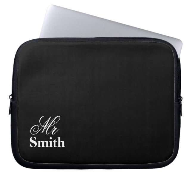 Your Name Mr Smith Black Laptop Sleeve (Front)