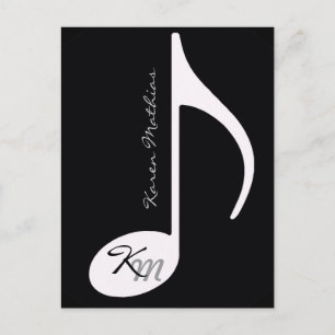 your name music note black postcard