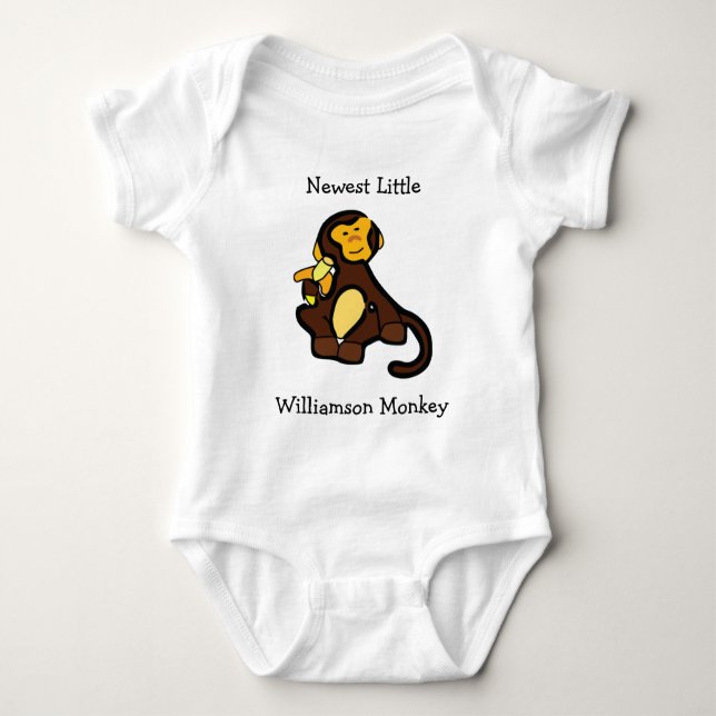 Your Name Newest Little Monkey Baby Bodysuit (Front)