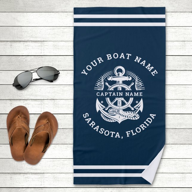 Your Name of Boat Anchor  Beach Towel (Creator Uploaded)