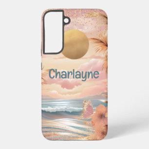 Your Name on a Golden Sun Beach Sunrise Samsung Galaxy Case