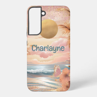 Your Name on a Golden Sun Beach Sunrise Samsung Galaxy Case