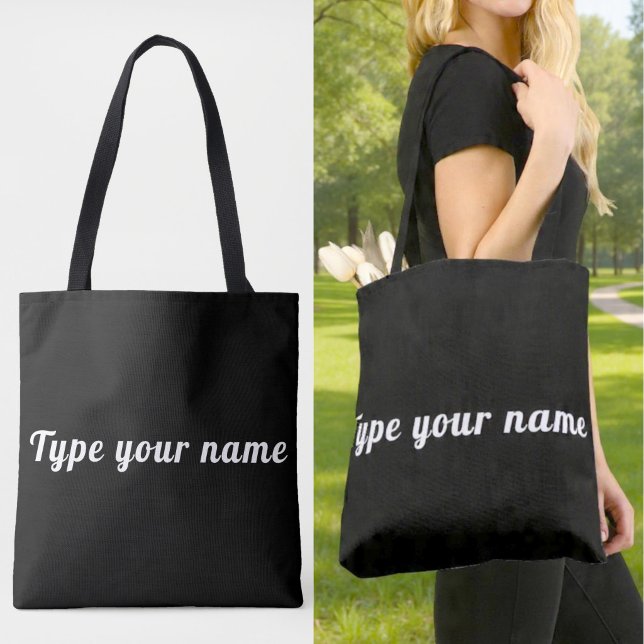 Your Name on Black Tote Bag (Black tote bag with your name)