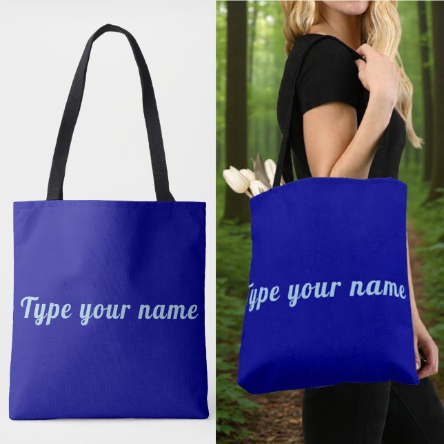 Your Name on Blue Tote Bag (Blue tote bag with your name)