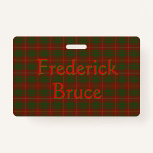 Your Name on Bruce Clan tartan ID Badge