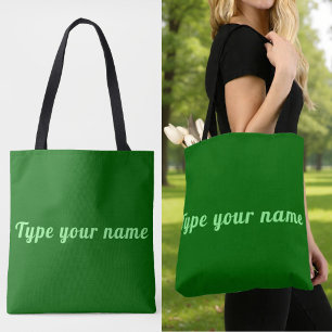 Your Name on Green Tote Bag
