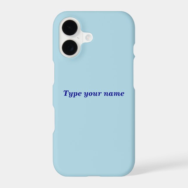 Your Name on Light Blue Phone Case (Back)