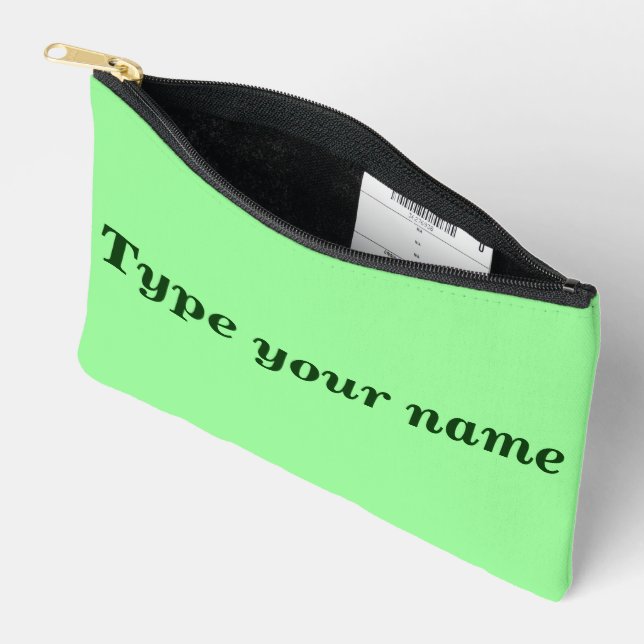 Your Name on Light Green Pouch (Open)