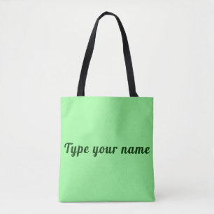 Your Name on Light Green Tote Bag