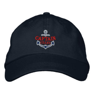 Your Name on Nautical Anchor Embroidery Captain Embroidered Hat