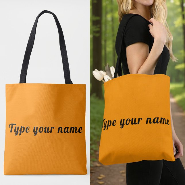 Your Name on Orange Tote Bag (Orange tote bag with your name)