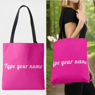 Your Name on Pink Tote Bag