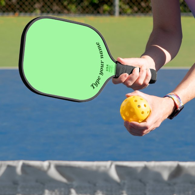 Your Name on Plain Light Green Pickleball Paddle (Insitu)