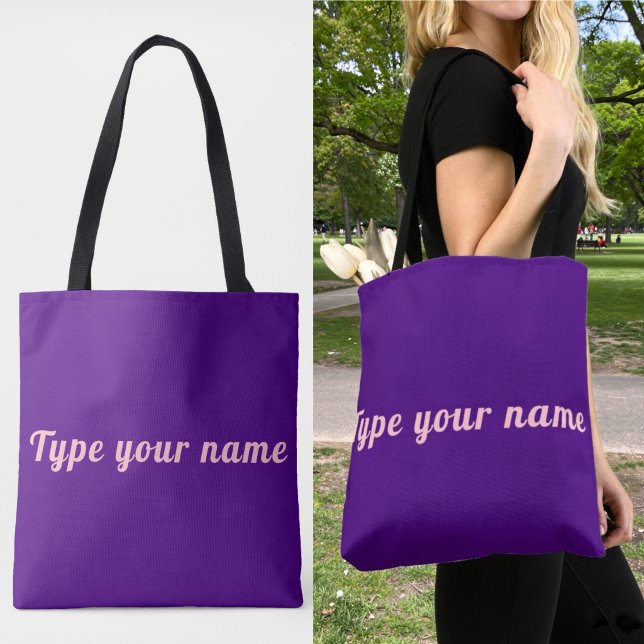 Your Name on Purple Tote Bag (Purple tote bag with your name)