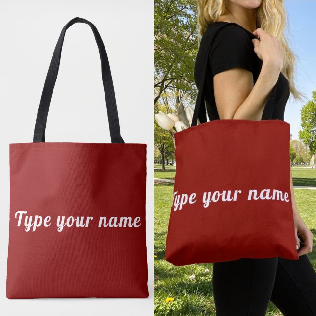 Your Name on Red Tote Bag (Red tote bag with your name)