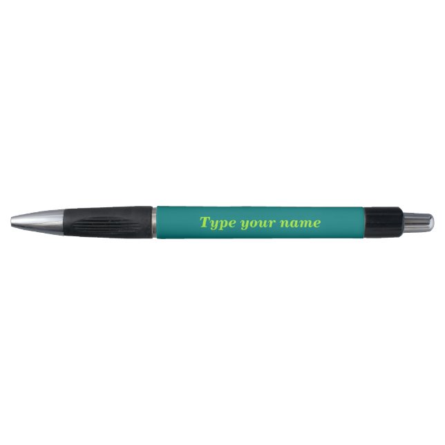 Your Name on Teal Barrel With Rubber Grip Pen (Front)