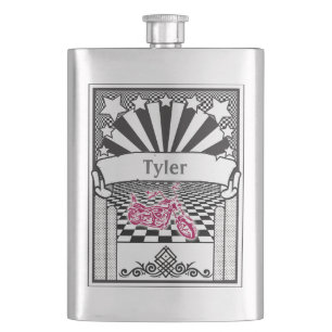 Your Name on this Motorcycle Racer Flask