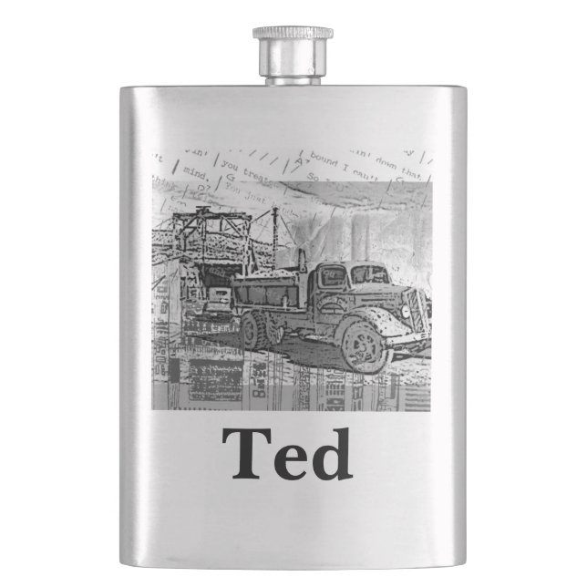 Your Name on this Retro Truck Flask (Front)