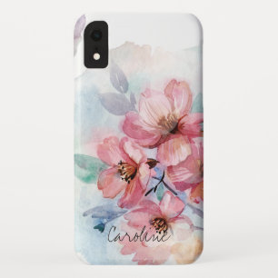 Your Name on Watercolor Spring Flowers Case-Mate iPhone Case