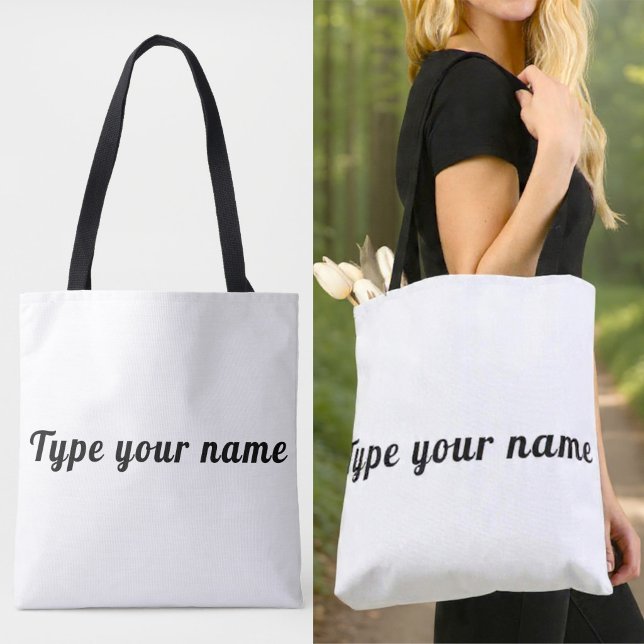Your Name on White Tote Bag (White tote bag with your name)