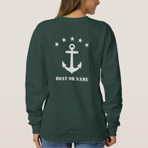 Your Name or Boat Name Classic Anchor Forest Green Sweatshirt