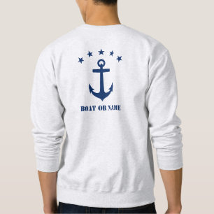 Your Name or Boat Name Classic Anchor Stars Grey Sweatshirt