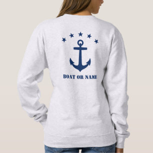 Your Name or Boat Name Classic Anchor Stars Grey Sweatshirt