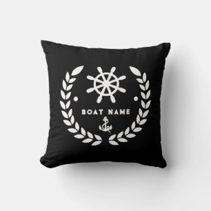 Your Name or Boat Vintage Nautical Anchor Cushion