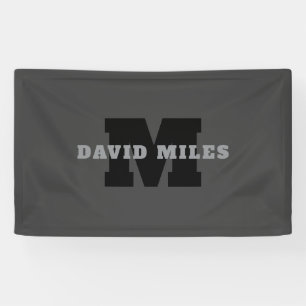 Your Name or Business Name   Modern Masculine Grey Banner