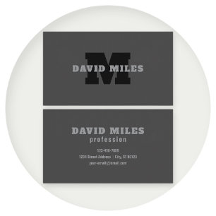 Your Name or Business Name   Modern Masculine Grey Business Card
