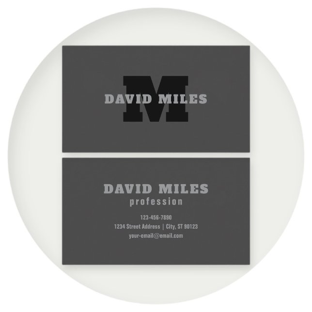 Your Name or Business Name | Modern Masculine Grey Business Card (Creator Uploaded)
